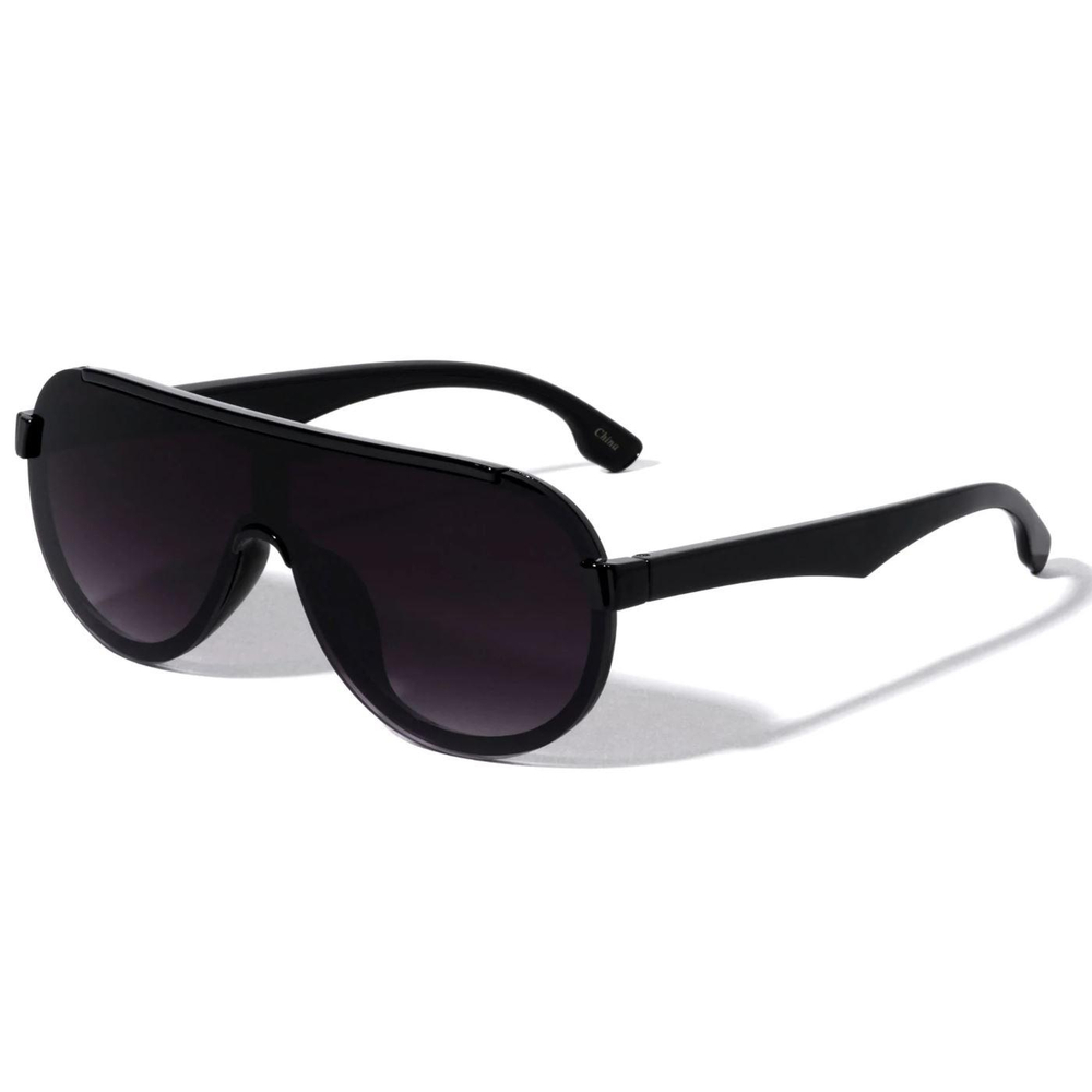 Sports Shield Sunglasses Flat‎ Top Dark Black Lens Fashion Shades Men  Driving
